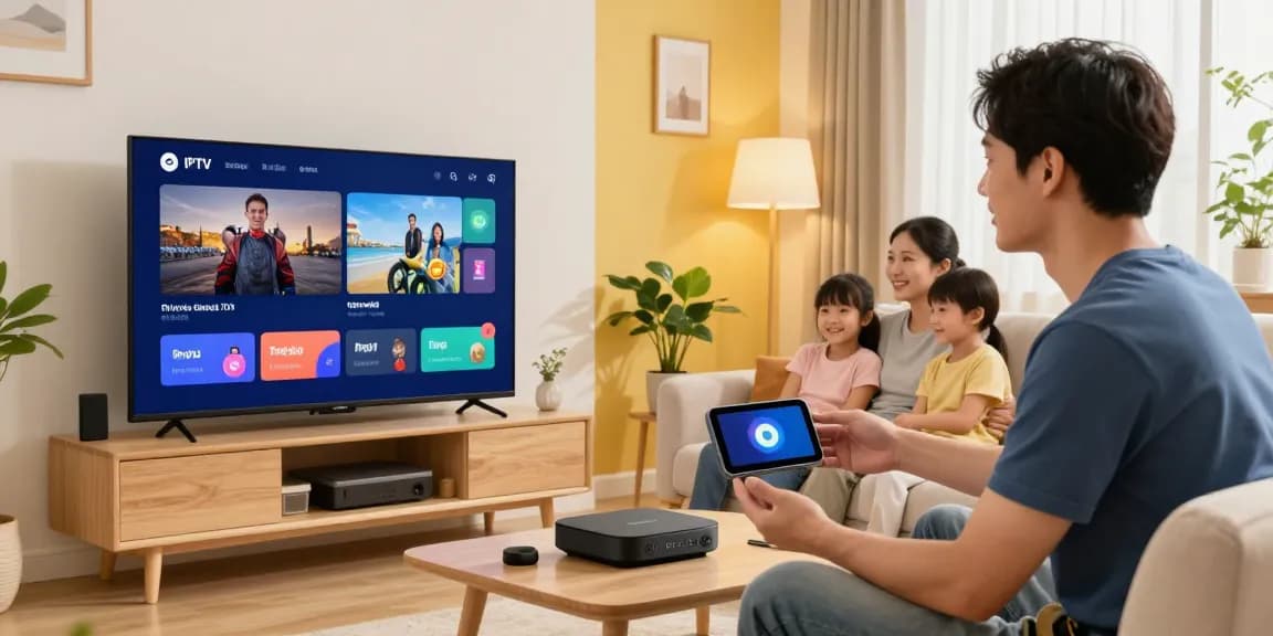 IPTV reseller setting up streaming services in a local home, trusted provider ensuring quality installation.