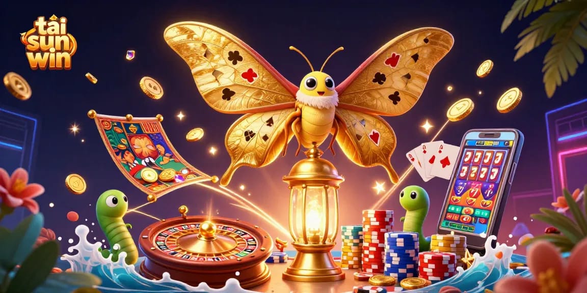 Experience the excitement of tải sun win with a vibrant 3D casino illustration showcasing a royal flush and spinning roulette.