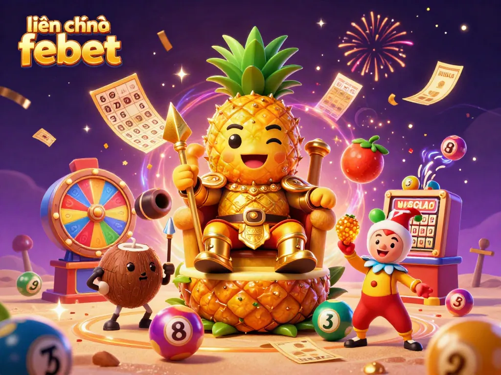 Engage in fun gaming action with liên hệ febet at a vibrant online casino showcasing playful characters and celebratory elements.