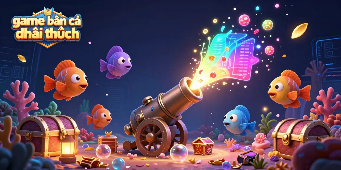 Engaging underwater action scene featuring game bắn cá đổi thưởng with shooting fish and treasure