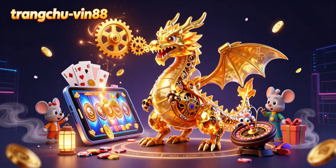 Engage with the thrilling action of trangchu-vin88 casino games featuring a golden dragon breathing gears and immersive slot visuals.