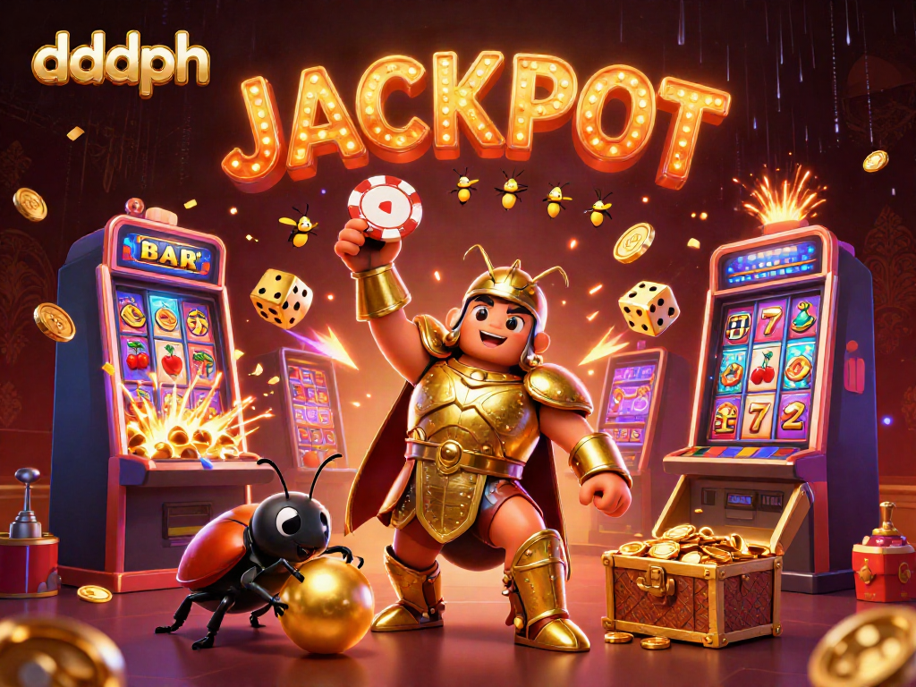 Experience the exciting energy of dddph with a victorious hercules beetle amidst a jackpot explosion of casino elements.