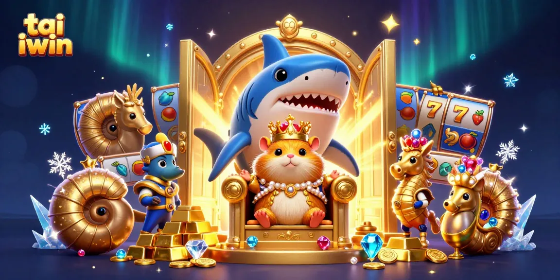 Experience the thrill of tai iwin with vibrant casino-themed illustration featuring treasures and characters.
