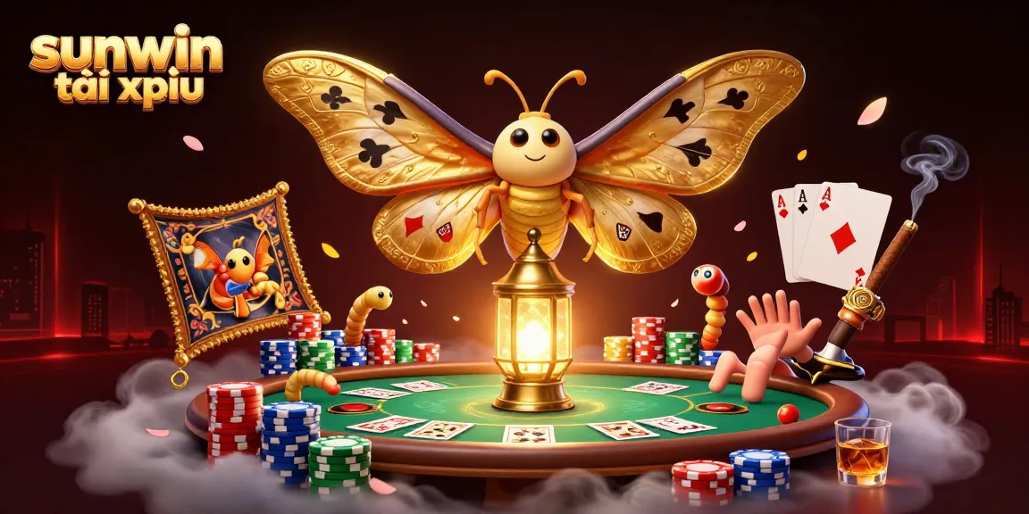 Engage in exciting sunwin tài xỉu gameplay with dynamic visuals of moths and casino elements.