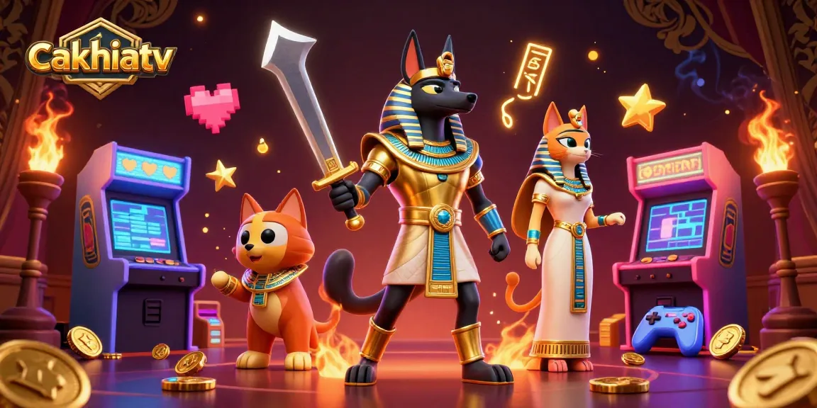 CakhiaTV unveils an exhilarating gaming scene with ancient Egyptian themes and vibrant casino elements.