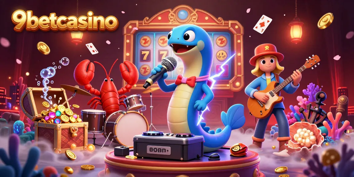 Experience thrilling gameplay with 9betcasino's lively underwater casino featuring an electric eel DJ.