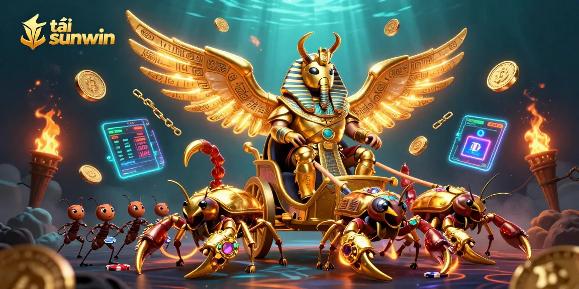 Engage with the vibrant scene of tải sunwin, featuring dynamic casino elements and playful characters.